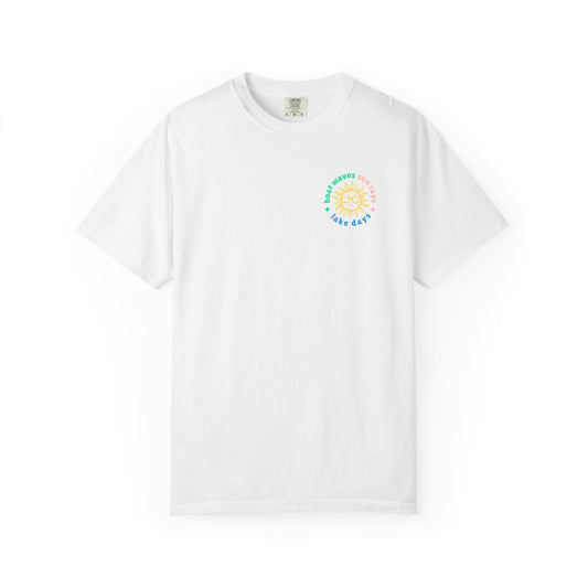 Lake Days Graphic Tee - Boat Waves, Sun Rays, Lake Life Vibes