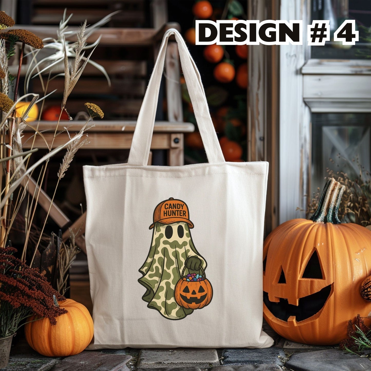 Candy Hunter/Design 4 | Halloween Candy Bag – Personalized Canvas Trick-or-Treat Tote