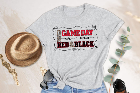 On Game Day We Wear Red & Black Tee