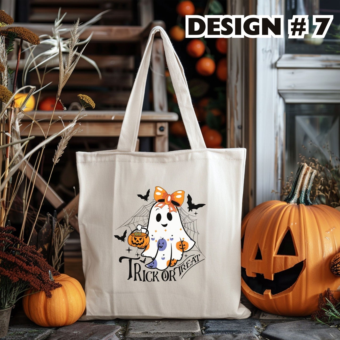 Girl Ghost/Design 7 | Personalized Halloween Tote – Trick-or-Treat Bag for Girls