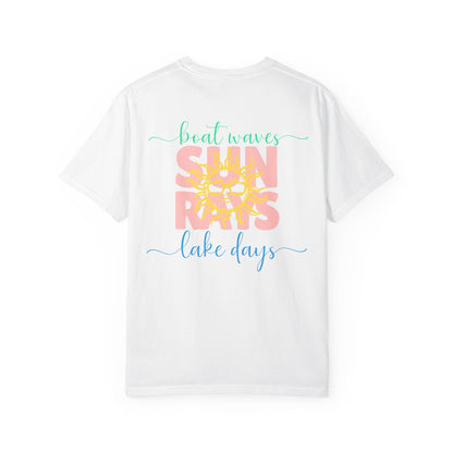 Lake Days Graphic Tee - Boat Waves, Sun Rays, Lake Life Vibes