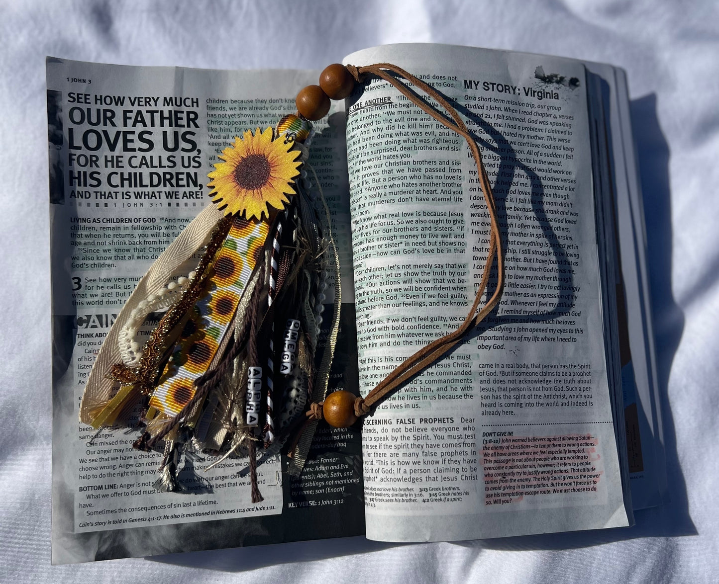 Alpha and Omega Sunflower Bookmark Tassel