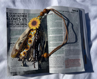 Alpha and Omega Sunflower Bookmark Tassel