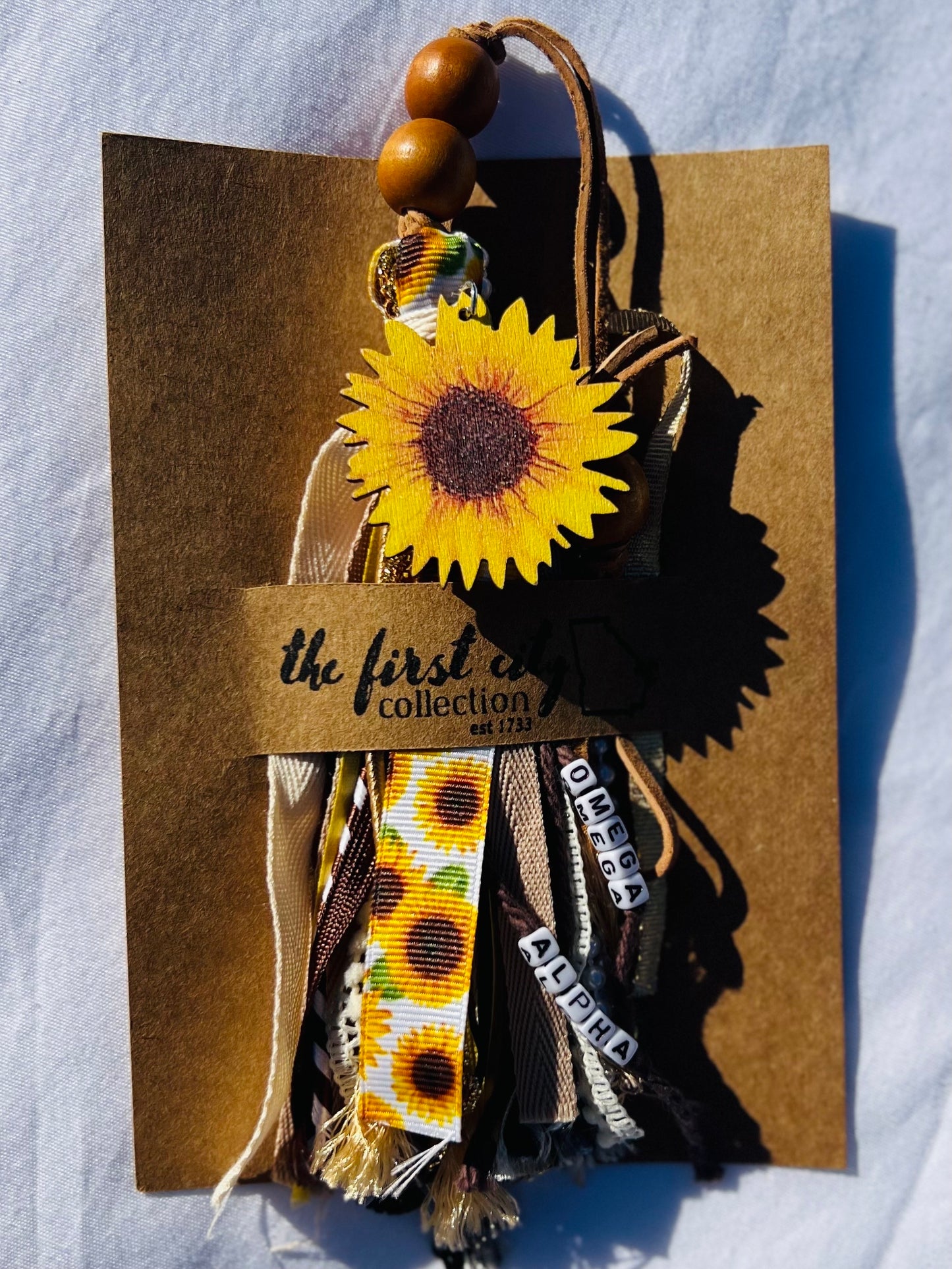 Alpha and Omega Sunflower Bookmark Tassel