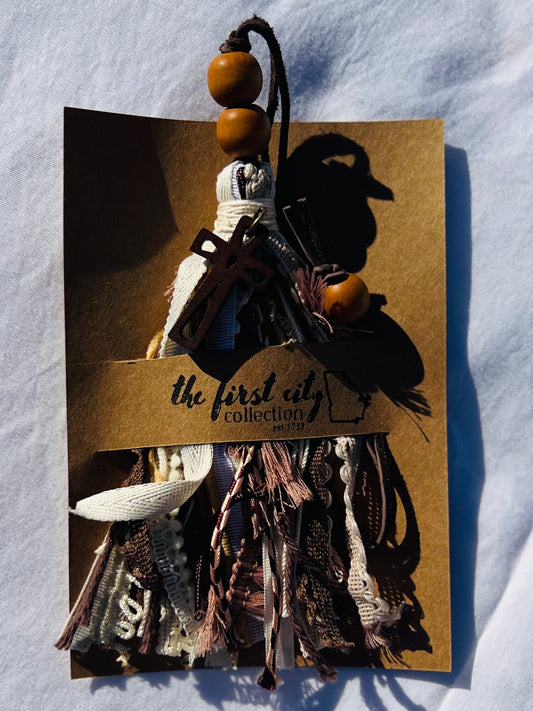 Neutral Wooden Cross Bookmark Tassel