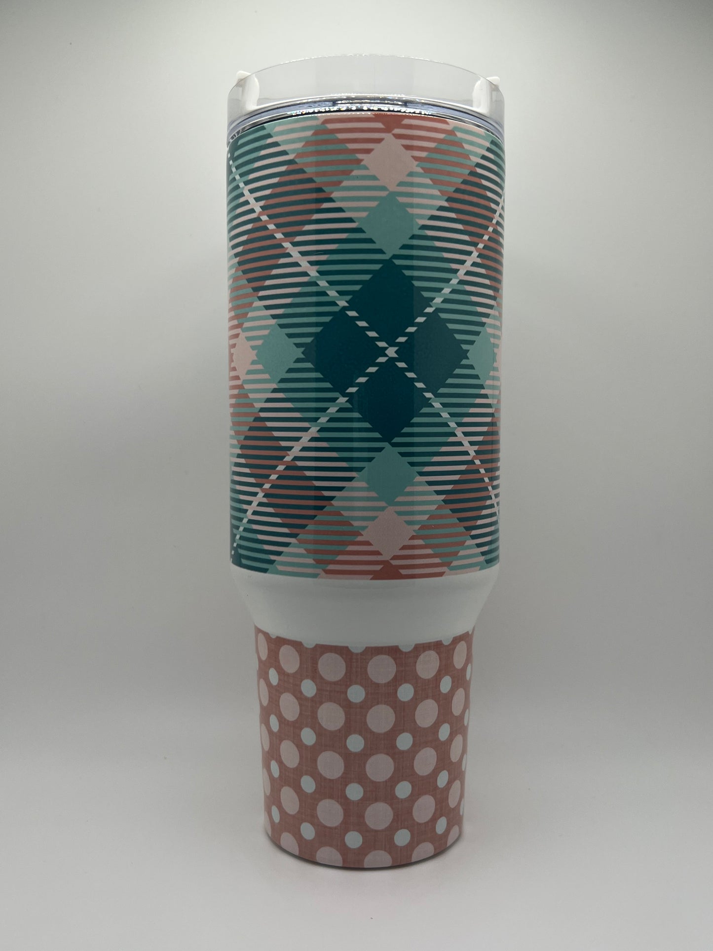 Green Plaid Pink Dot