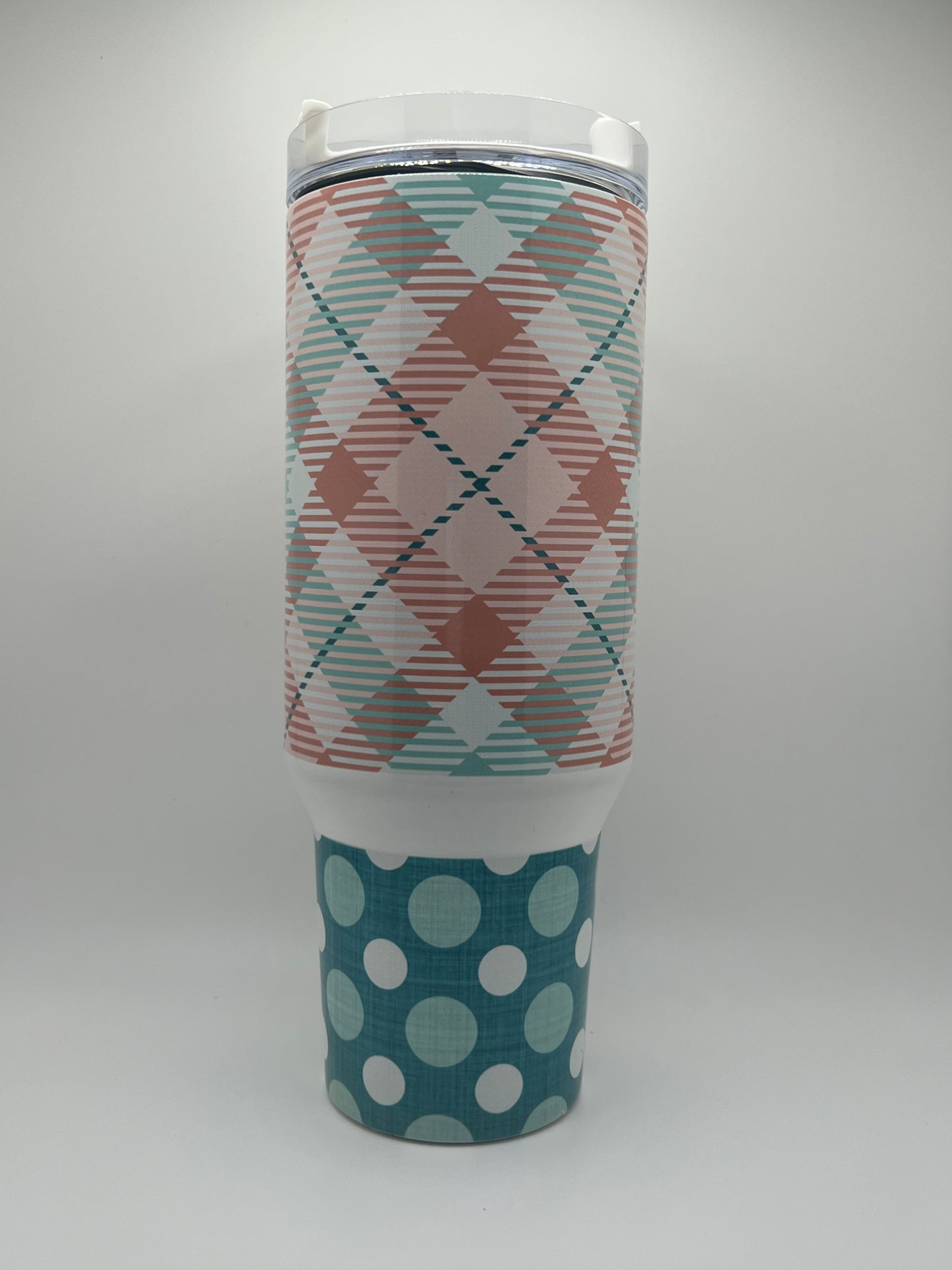 Pink Plaid Green Dot