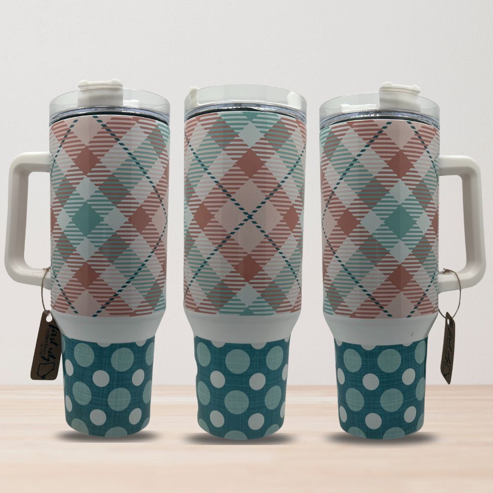 Pink Plaid Green Dot