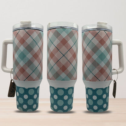 Pink Plaid Green Dot