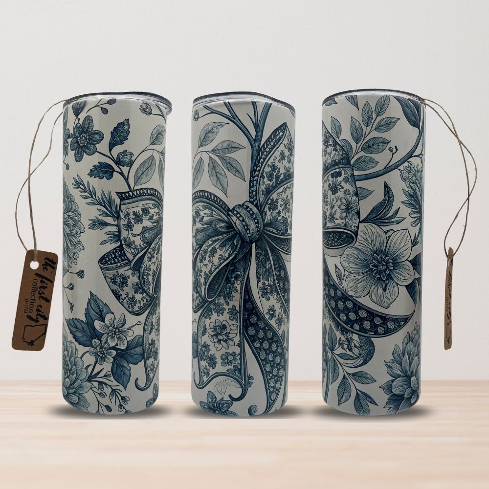 Preppy Blue Chinoiserie Bow