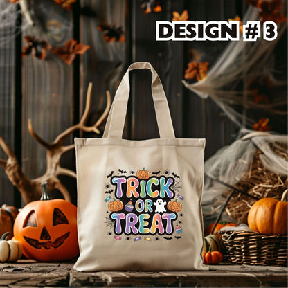 Rainbow TOT/Design 3 | Bright Halloween Trick-or-Treat Bag – Personalized Canvas Candy Tote