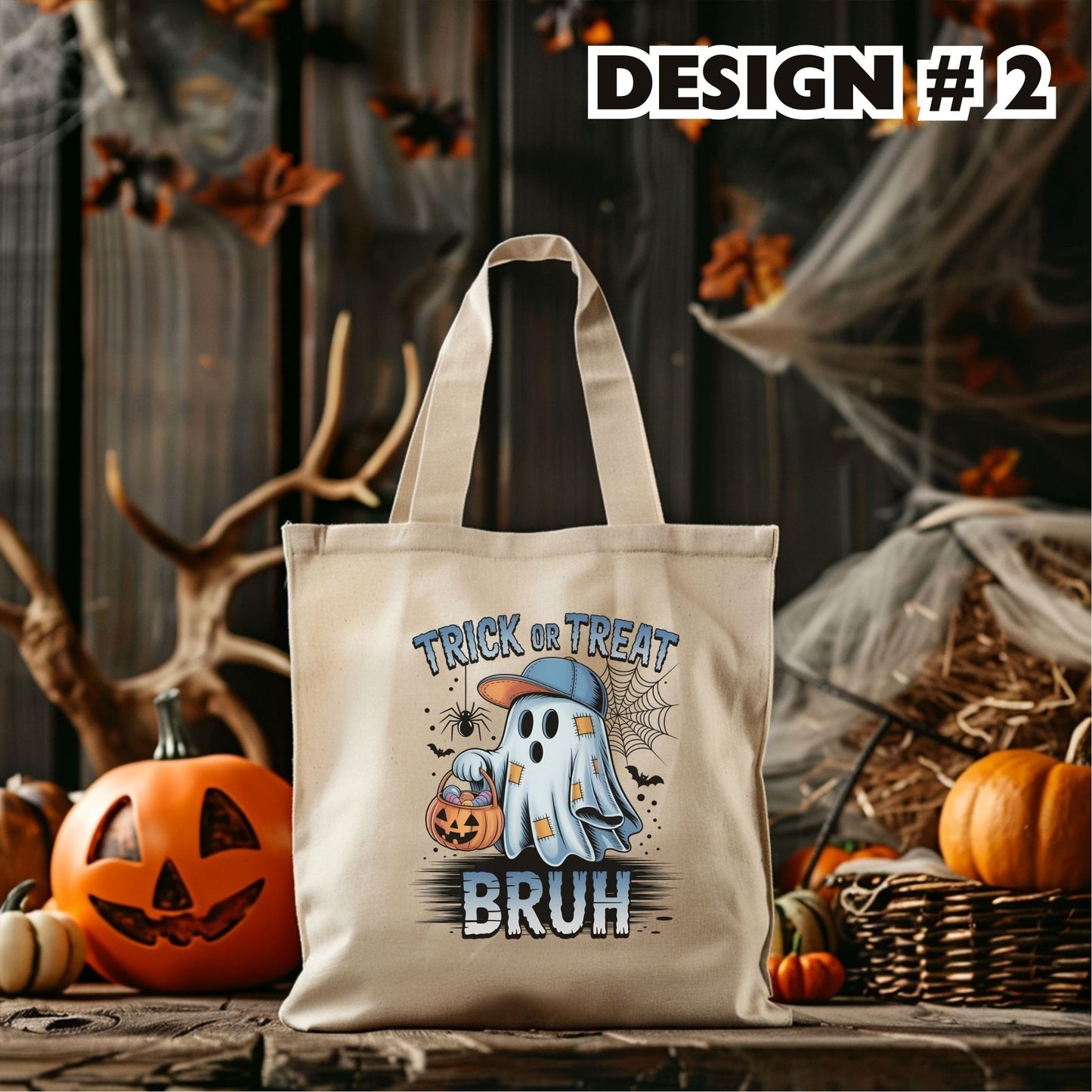 TOT Bruh/Design 2 | Custom Halloween Tote Bag – Kids Candy Bag for Trick-or-Treating