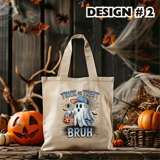 TOT Bruh/Design 2 | Custom Halloween Tote Bag – Kids Candy Bag for Trick-or-Treating